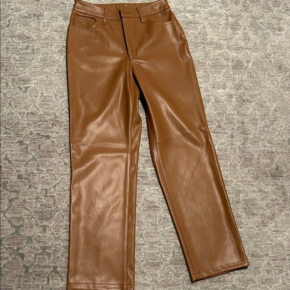 INC International Concepts Brown faux leather Straight Leg Pants - Picture 1 of 3